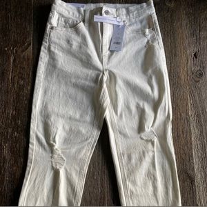 NWT Dynamite off white Gisele high waist cropped